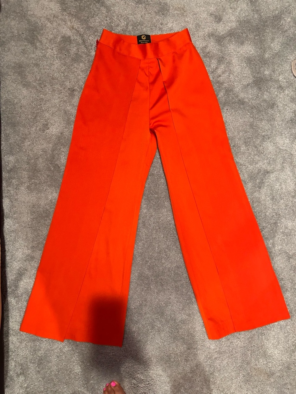 High-Waist Wide-Leg Trousers in Bright Orange